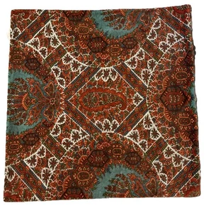 Pottery Barn Paisley Velvet Pillow Cover 24x24 Teal Rust Green Cream | Euro Sham - Picture 1 of 14