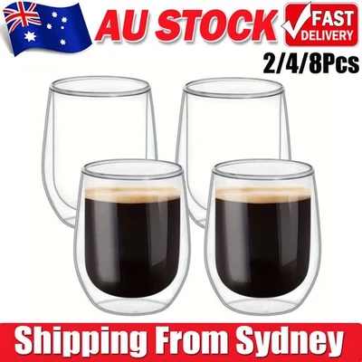 UP 8X Double Wall Layer Cup Coffee Glass Wine Milk Espresso Tea Insulated Mug - image 1 of 4
