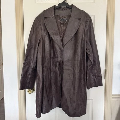 Chaqueta de cuero Pamela McCoy para mujer talla 3X gabardina forrada chaqueta botón a presión Foto 1 de 4