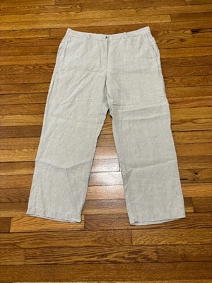 LL Bean Womens 100% Linen Pants Size 16p Petite Oatmeal Beige Casual Beach 35x27 - Image 1 of 4