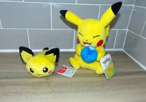 Pokemon - Pikachu 8” Oran Berry Pikachu Jazwares + Banpresto Pika Stuffed Plush - Picture 1 of 15