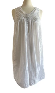 Abito camicia da notte Queen Anne’s pizzo Eileen West bianco cotone pizzo taglia S - Foto 1 di 6