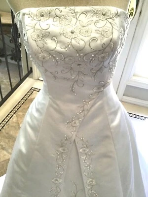 JASMINE Bridal gown Wedding Dress Strapless Corset  White satin/Organza 8 New - Image 1 of 4