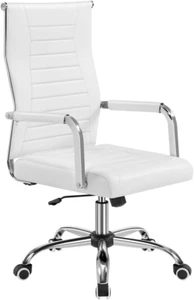 Sedia Da Ufficio Scrivania Bianca Ergonomica in Finta Pelle Con Schienale Alto R - Foto 1 di 12