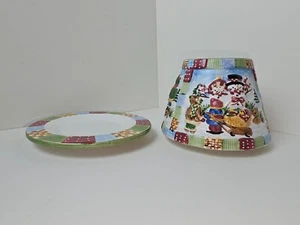 Yankee Candle Quilted Snowman and Children Small Jar Candle Plate and Shade - Picture 1 of 8