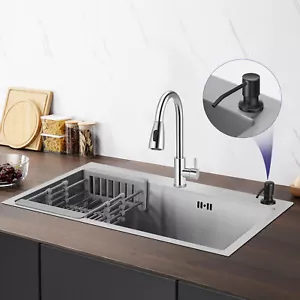 Edelstahl Einbauspüle Küchenspüle Waschbecken Spülbecken+Seifenspender 68x45cm - Bild 1 von 18