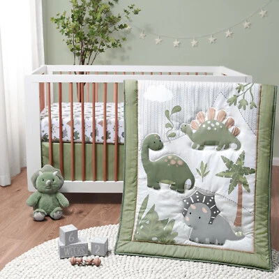 Jurassic Dreams DINOSAUR 3 Piece Boy Baby Crib Bedding Set by The Peanutshell - Image 1 of 4
