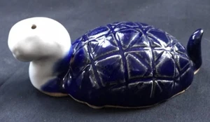 Handmade Ceramic Figurine Turtle Serpent Shell Marked Signed Blue Sea Creature - Picture 1 of 8