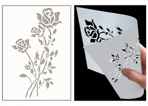 Rose STENCIL Border Flower Paint Wall Furniture Cardmaking Reusable Crafts FL101 - Picture 1 of 20