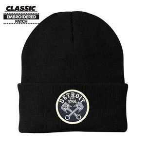 DETROIT CROSSED PISTONS BLACK CLASSIC KNIT CAP BEANIE Winter Hat City Auto 313 - Picture 1 of 1