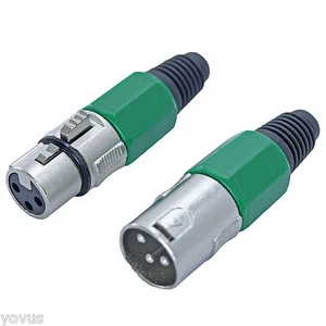 GREEN XLR colored MALE & FEMALE mic cable microphone plug audio cord connector - Picture 1 of 1