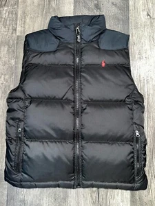 NEW Boys Large 7 Polo Ralph Lauren Black Down Puffer Zip Vest - Picture 1 of 13