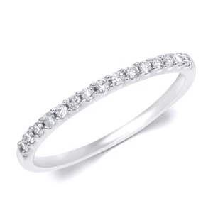 Zierlicher schmaler Damenring 14 Karat Weißgold Diamant Ehering 1/6 kt Größe 5-10 - Bild 1 von 6