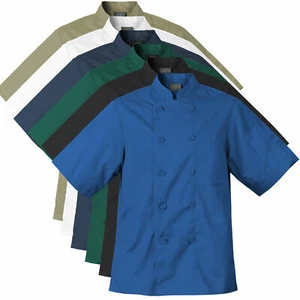 Abrigo clásico de chef manga corta Chef Code con botones de perlas, chaqueta de chef CC124 - Imagen 1 de 15