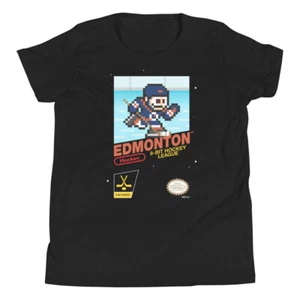 Edmonton Oilers Hockey Team Jersey 8-bit Nintendo Youth Kid Child T-Shirt - Picture 1 of 10