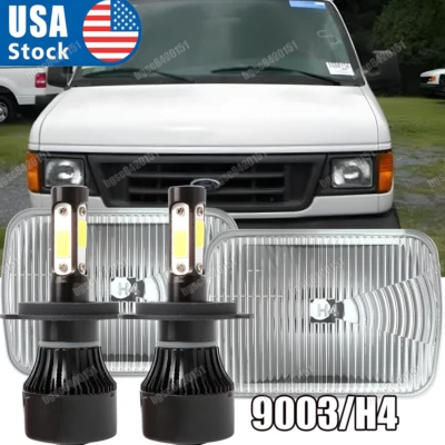 Par para Ford E-150 E-250 E-350 7x6" farol de LED farol quadrado feixe selado - Imagem 1 de 4