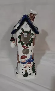 Christmas Cozy Lites "Snowman" Ceramic Candle Holder 12" Band Designs 2001 - Picture 1 of 1
