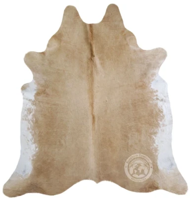 Alfombra de cuero de vaca real beige exótica - talla 6x 7-8’ Foto 1 de 4