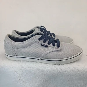 Vans Shoes Womens 6.5 Low top Blue White Stripe Canvas Skate Shoes Comfort - Picture 1 of 12