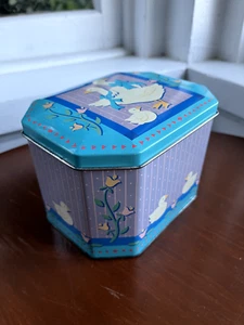 Vintage 80er Jahre Goose Farm Country Dose türkis lila Blumen süß - Bild 1 von 17
