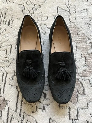 J. Mocasín Crew Negro Gamuza Estilo Oxford Borla Plano Talla 5 Foto 1 de 4