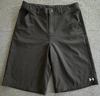 Under Armour Golf Shorts Youth Boys 20 Black UA Logo Athletic Stretch EUC! - Image 1 of 4