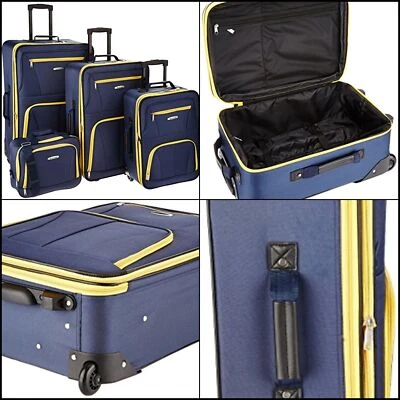 Rockland Journey Softside Upright Luggage Set Expandable Navy 4Pcs (14/19/24/28) - Image 1 of 4