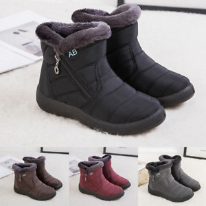 Women's Snow Ankle Boots Fur Lined Winter Warm Waterpoor Ladies Non Slip Shoes