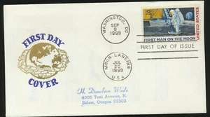 C76 Moon Landing Cachet 1969 Doble Cancelación UA Van Dahl Cachet Primer Día Cubierta - Imagen 1 de 1