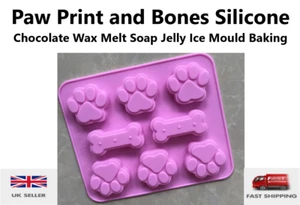 Paw Print Cat and Dog Silicone Chocolate Wax Melt Soap Jelly Ice Mould Baking - Picture 1 of 5
