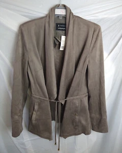 NWT Womens Bianca Sewing Company Size 38-US 8 Taupe Shawl Belted Jacket Bulgaria - Picture 1 of 12
