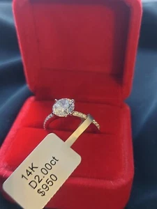 ANILLO DE COMPROMISO SOLITARIO CIRCONITA CORTE REDONDO 2 QUILATES ORO BLANCO 14K mejorado - Imagen 1 de 7