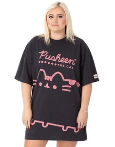 Pusheen El Gato Camiseta Gran Tamaño Vestido Damas Gris Rosa Dibujos Animados Gato Conjunto - Imagen 1 de 58