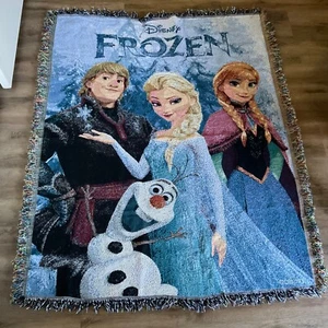 Disney Frozen Throw Coperta Elsa Anna Olaf Kristoff Arazzo Parete Bambini 45”x55” - Foto 1 di 12