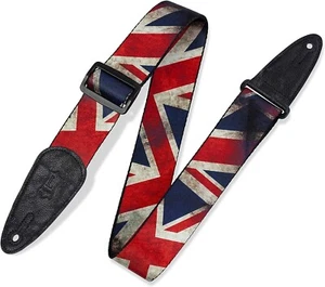 Levy's Leathers 2" Wide Polyester Guitar Strap with UK Flag Printed Distressed - Picture 1 of 4