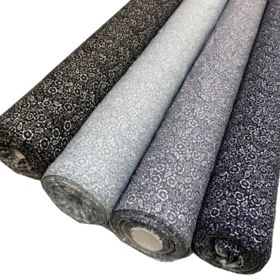 CRAFT HOME TEXTILES 100 % Baumwolle Popeline Stoff Ditsy Paisley Blumen blau grau silber schwarz 45" breit