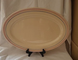 Iroquois China Syracuse NY 16" Pendleton Platter Tan 3 Stripe Restaurant Ware - Picture 1 of 5