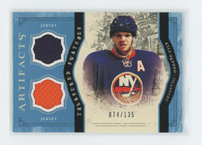KYLE OKPOSO 2011-12 UD ARTIFACTS TREASURED SWATCHES BLUE DUAL JERSEYS ISLANDERS