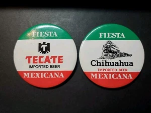 FIESTA MEXICANA Imported Beer Buttons Tecate Chihuahua Mexico Cervesa - Picture 1 of 4