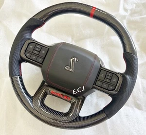2021~2024 GENUINE FORD SHELBY F150 RAPTOR CARBON FIBER STEERING WHEEL RED STITCH - Picture 1 of 9