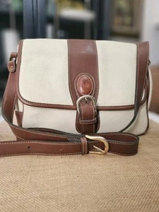 Carriage House Bag Leather Off White & Brown Crossbody Shoulder Satchel Vintage - Picture 1 of 17