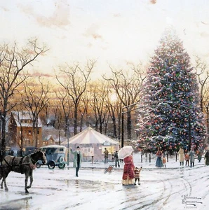 Hallmark Grußkarte * Weihnachtskarte* Nostalgisches Weihnachten * Thomas Kinkade - Bild 1 von 4