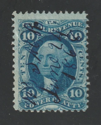 Scott # R37c, Used, F, 10¢ Power of Atty, Blue Manuscript Cancel, Nice Color! - Image 1 of 3