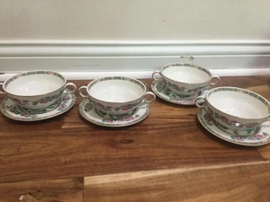 John Maddock & Sons China Indian Tree Greek Key 4 bread 4 soup creme cups - Picture 1 of 11