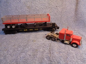 Vintage Lionel Spur 027 UP 16376 Flachwagen & Traktor Sattelzugwagen RR Modelleisenbahn - Bild 1 von 20
