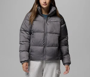 Neu mit Etikett $ 120 Columbia Puffect II gefütterte Damenjacke mit durchgehendem Reißverschluss City grau Plus 1X - Bild 1 von 7