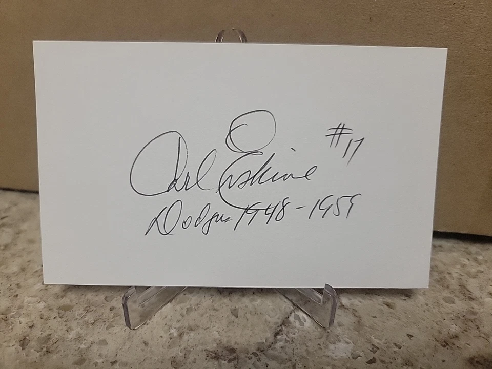 Carl Erskine Auto Card Brooklyn Dodgers Signed Notecard - Image 1 of 1