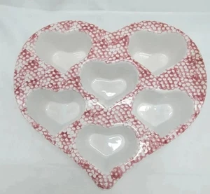 Padella per cupcake muffin argilla ceramica a forma di cuore design rosa e bianco - Foto 1 di 3