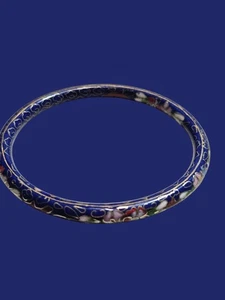 Vintage königsblau Cloisonne Blumen Armreif Armband 7,75" - Bild 1 von 4
