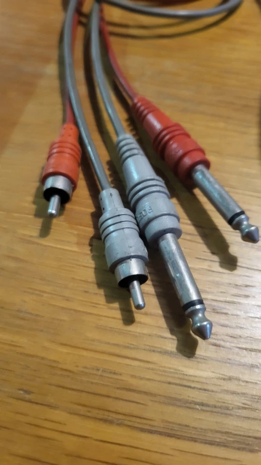 2 X Fostex 1.5m  Patch Connector audio Cable  Wires 6.25mm Jack To Phone Male.  - Image 1 of 4